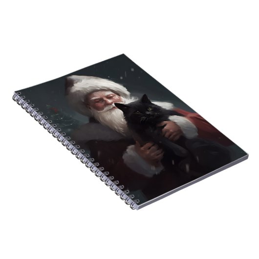 Tuxedo Kat Met Sinterklaas Feestelijke Kerstmis Notitieboek (Rechterzijde)