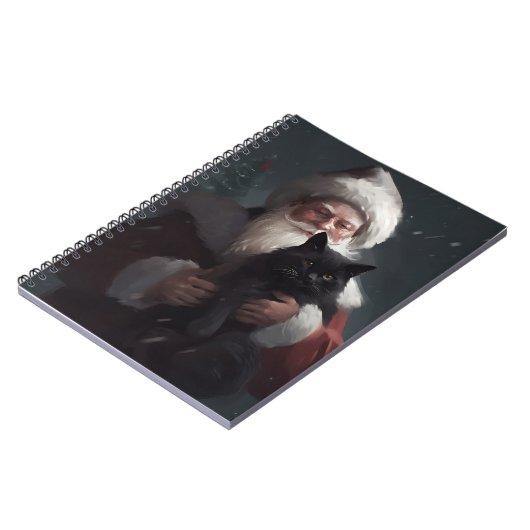 Tuxedo Kat Met Sinterklaas Feestelijke Kerstmis Notitieboek (Linkerzijde)