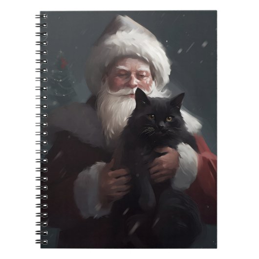 Tuxedo Kat Met Sinterklaas Feestelijke Kerstmis Notitieboek (Voorkant)