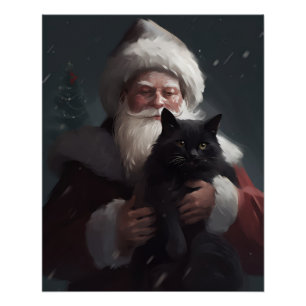 Tuxedo Kat Met Sinterklaas Feestelijke Kerstmis Perfect Poster