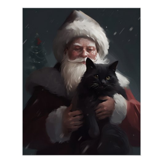 Tuxedo Kat Met Sinterklaas Feestelijke Kerstmis Perfect Poster (Voorkant)