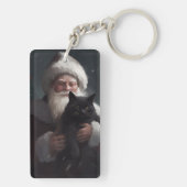 Tuxedo Kat Met Sinterklaas Feestelijke Kerstmis Sleutelhanger (achterkant)