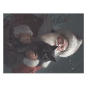 Tuxedo Kat Met Sinterklaas Feestelijke Kerstmis Tafelkleed (Voorkant (Horizontaal))