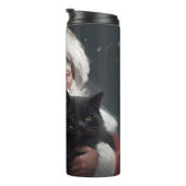 Tuxedo Kat Met Sinterklaas Feestelijke Kerstmis Thermosbeker (Geroteerd rechts)