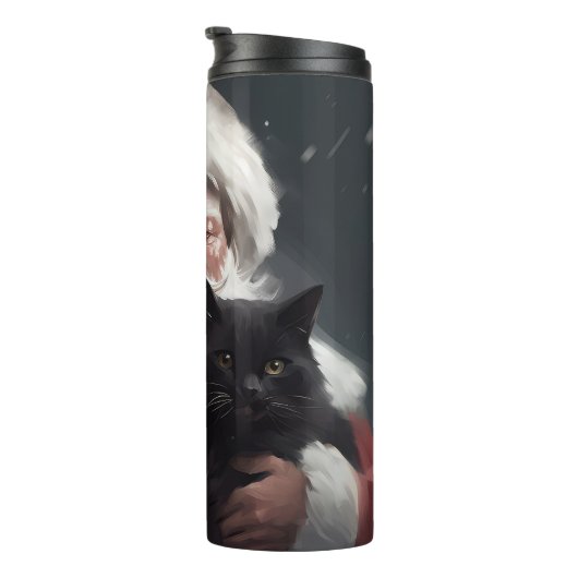 Tuxedo Kat Met Sinterklaas Feestelijke Kerstmis Thermosbeker (Geroteerd rechts)