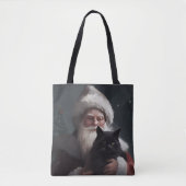 Tuxedo Kat Met Sinterklaas Feestelijke Kerstmis Tote Bag (Voorkant)