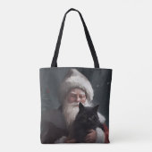 Tuxedo Kat Met Sinterklaas Feestelijke Kerstmis Tote Bag (Achterkant)