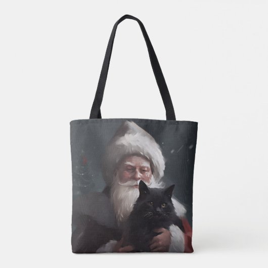 Tuxedo Kat Met Sinterklaas Feestelijke Kerstmis Tote Bag (Achterkant)