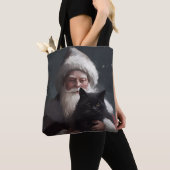 Tuxedo Kat Met Sinterklaas Feestelijke Kerstmis Tote Bag (Dichtbij)