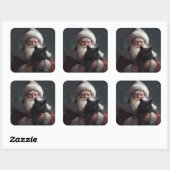 Tuxedo Kat Met Sinterklaas Feestelijke Kerstmis Vierkante Sticker (Vel)