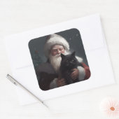 Tuxedo Kat Met Sinterklaas Feestelijke Kerstmis Vierkante Sticker (Envelop)