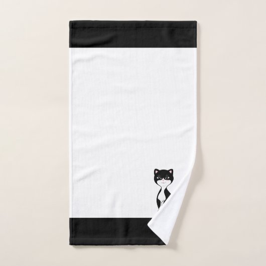 Tuxedo Kat & Monogram op Zwart & Wit Bad Handdoek (Handdoek)