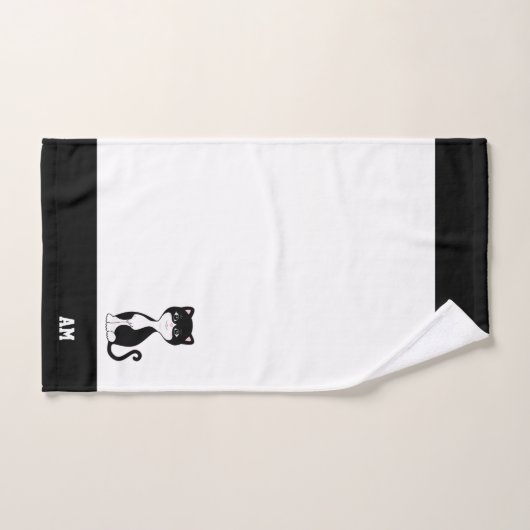 Tuxedo Kat & Monogram op Zwart & Wit Bad Handdoek (Handdoek)