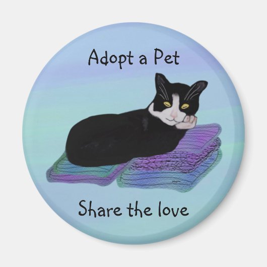 Tuxedo Kat Nap Pet Adoptie Magneten (Voorkant)