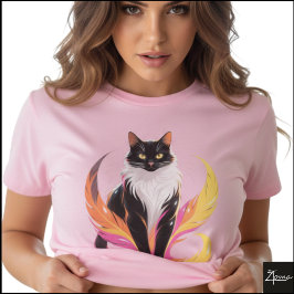 Tuxedo Kat Neon Veren Pop Art T-shirt