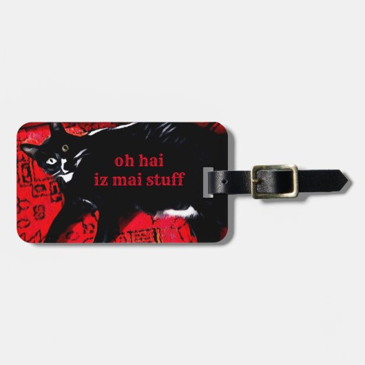 Tuxedo-Kat op Red Rug Bagagelabel (Voorkant horizontaal)