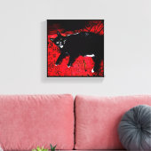 Tuxedo Kat op Red Rug canvas print (Insitu (Woonkamer))