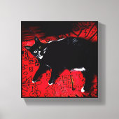 Tuxedo Kat op Red Rug canvas print (Voorkant)