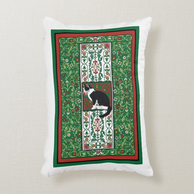 Tuxedo Kat Ornamentale Aangepaste Accent Kussen (Voorkant(Verticaal))