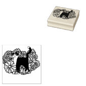 Tuxedo Kat Paarse Daisies Kunst Rubberstempel (Gestempeld)