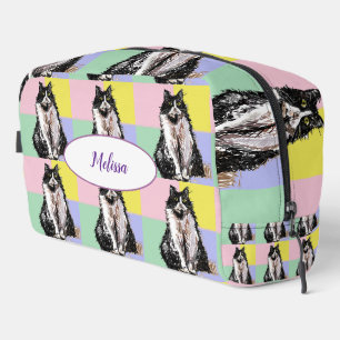 Tuxedo Kat Pastel Geruit Roze Geel Meisjes Toilettasje