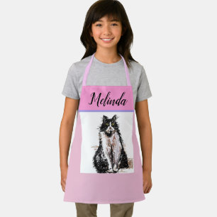 Tuxedo Kat Pastel Kleur Katjes Meisjes Roze Schort