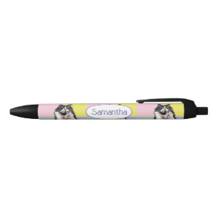 Tuxedo Kat Pastel Mooie Katten Kunst Meisjesnaam Zwarte Inkt Pen