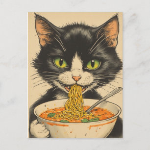 TUXEDO KAT RAMEN NOEDLES ANSICHTKAART BRIEFKAART