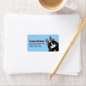 Tuxedo Kat Rendier Kerstmis Etiket (Insitu)