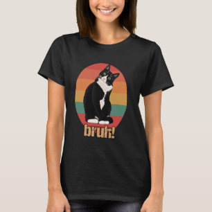 Tuxedo Kat Retro Cirkel Bruh Zeggen Moeders Vader T-shirt