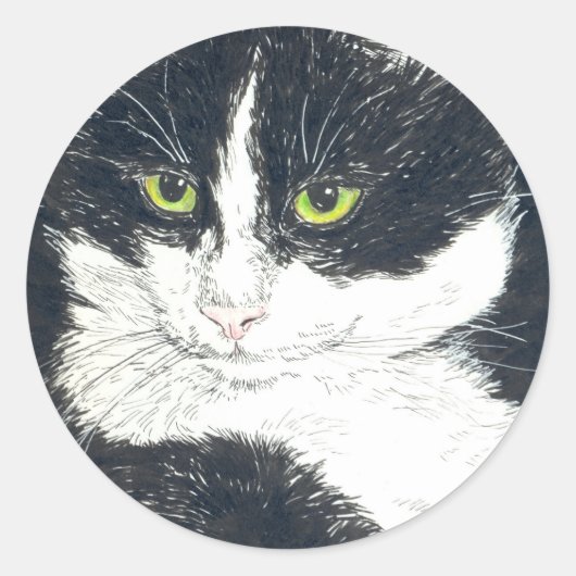Tuxedo-kat Ronde Sticker (Voorkant)