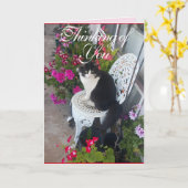Tuxedo Kat Schattige  Bloemen Katten Denken Kaart (Gele Bloem)