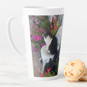 Tuxedo Kat Schattige  Bloemen Katten Verjaardag Latte Mok