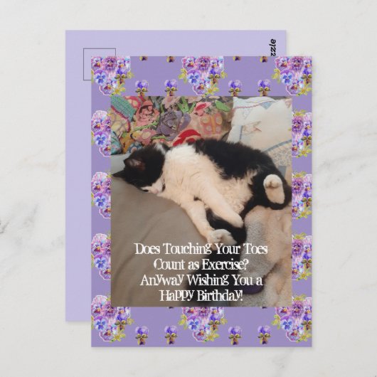 Tuxedo kat Schattige Happy Birthday Toes Briefkaar Briefkaart (Voorkant / Achterkant)