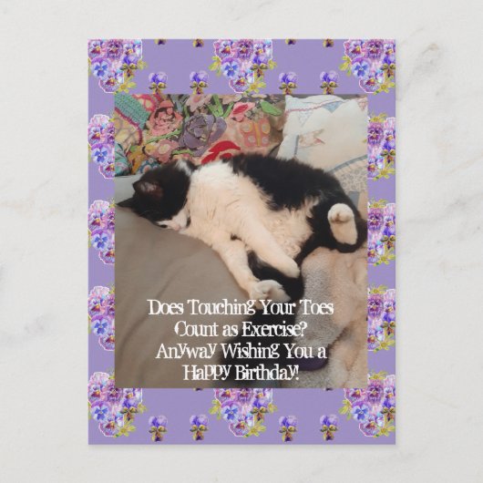 Tuxedo kat Schattige Happy Birthday Toes Briefkaar Briefkaart (Voorkant)