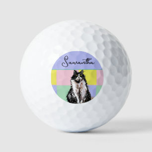 Tuxedo Kat Schattige Katten Zwart Wit Pastel Regen Golfballen
