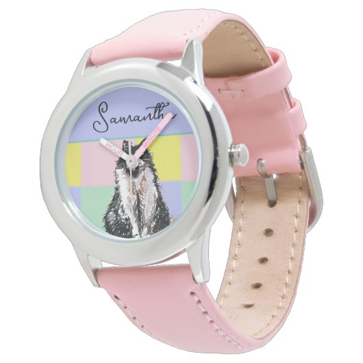 Tuxedo Kat Schattige Katten Zwart Wit Pastel Regen Horloge (Gekanteld)