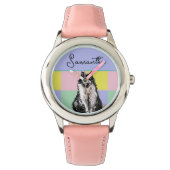 Tuxedo Kat Schattige Katten Zwart Wit Pastel Regen Horloge (Voorkant)