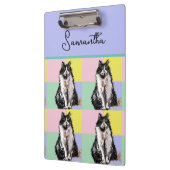 Tuxedo Kat Schattige Katten Zwart Wit Pastel Regen Klembord (Links)