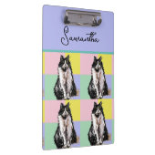 Tuxedo Kat Schattige Katten Zwart Wit Pastel Regen Klembord (Rechts)