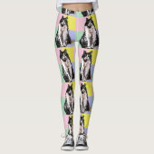 Tuxedo Kat Schattige Katten Zwart Wit Pastel Regen Leggings (Voorkant)