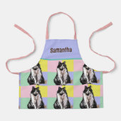 Tuxedo Kat Schattige Katten Zwart Wit Pastel Regen Schort (Voorkant)
