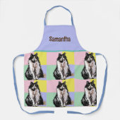 Tuxedo Kat Schattige Katten Zwart Wit Pastel Regen Schort (Voorkant)