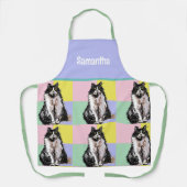 Tuxedo Kat Schattige Katten Zwart Wit Pastel Regen Schort (Voorkant)