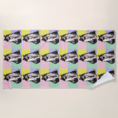 Tuxedo Kat Schattige Katten Zwart Wit Pastel Regen Strandlaken (Voorkant)