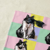 Tuxedo Kat Schattige Katten Zwart Wit Pastel Regen Strandlaken (In situ)