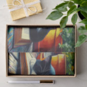 Tuxedo Kat Slapen op een Boek Tuin Decoupage Tissuepapier (Geschenk)