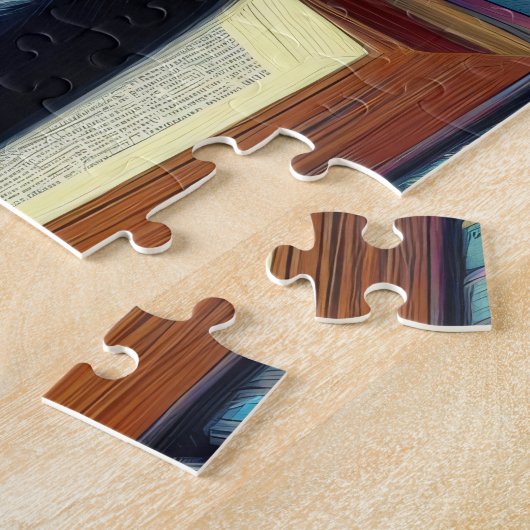 Tuxedo Kat Slapen op een Boek Tuin Schilderij Legpuzzel (Zijkant)