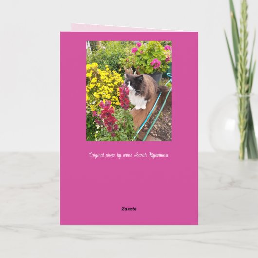 Tuxedo Kat Snuffelen Bloemen Grappige Moederdag Ka Kaart (Achterkant)