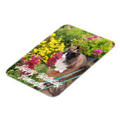 Tuxedo Kat Snuffelen Bloemen Katten Verjaardagsmag Magneet (Linkerzijde)